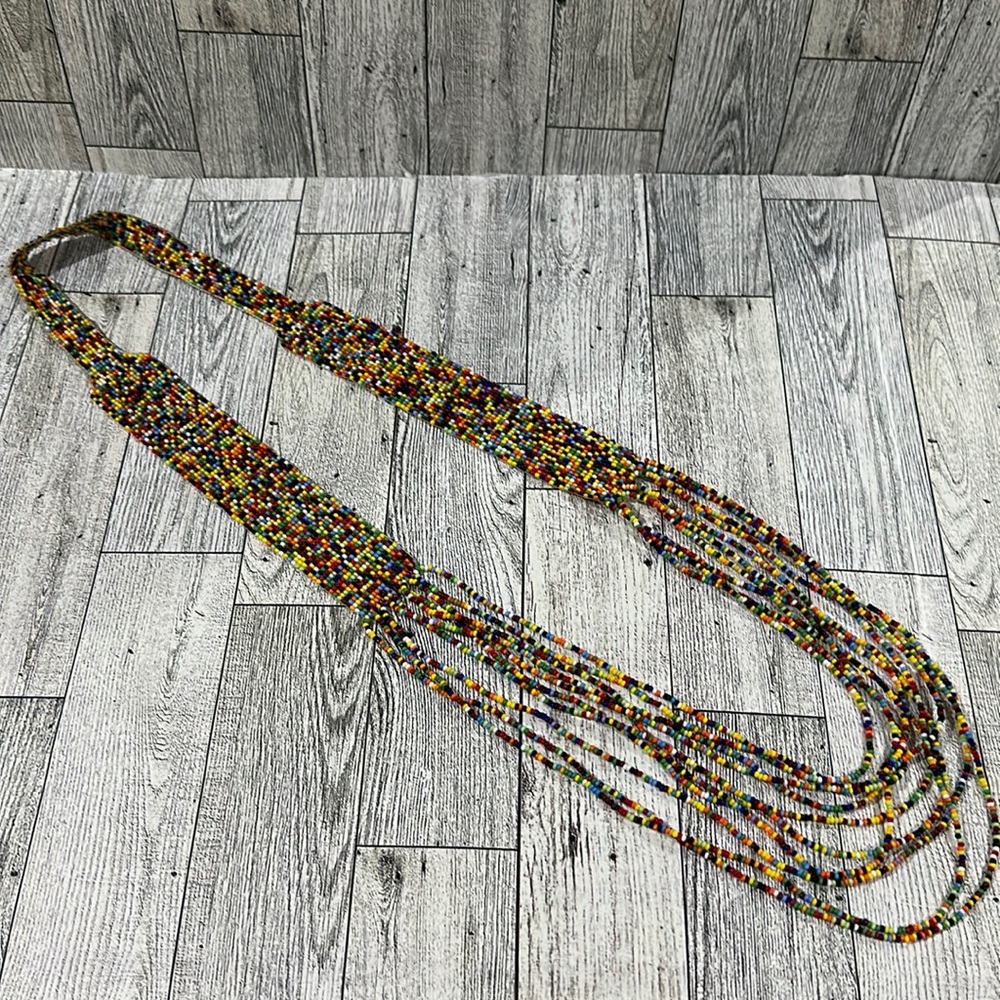Women’s rainbow colorful seed bead multilayered necklace